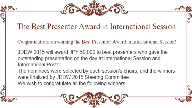 The Best Presenter Award in International Session