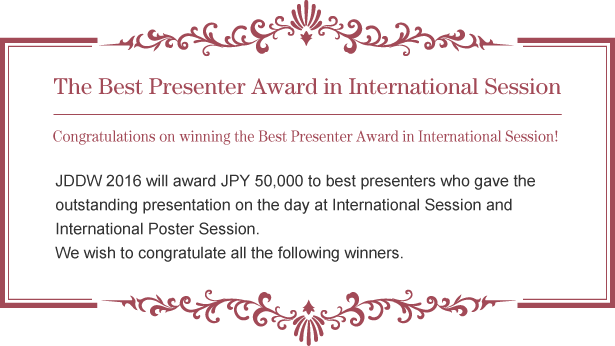 The Best Presenter Award in International Session