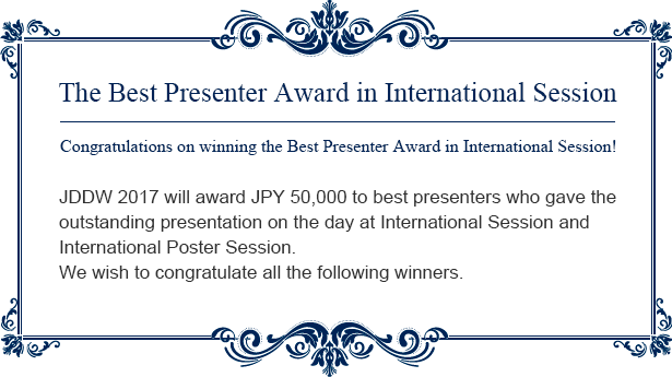 The Best Presenter Award in International Session